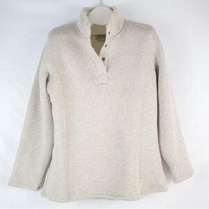 Avalanche Beige Fleece Lined Quarter Button Pull Over Sweater Womens Size XL